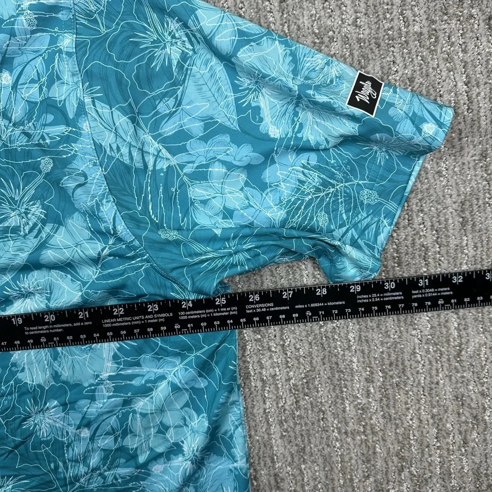Waggle Shirt Adult 2XL Golf Polo Blue Floral Performance Stretch Mens - Picture 4 of 7